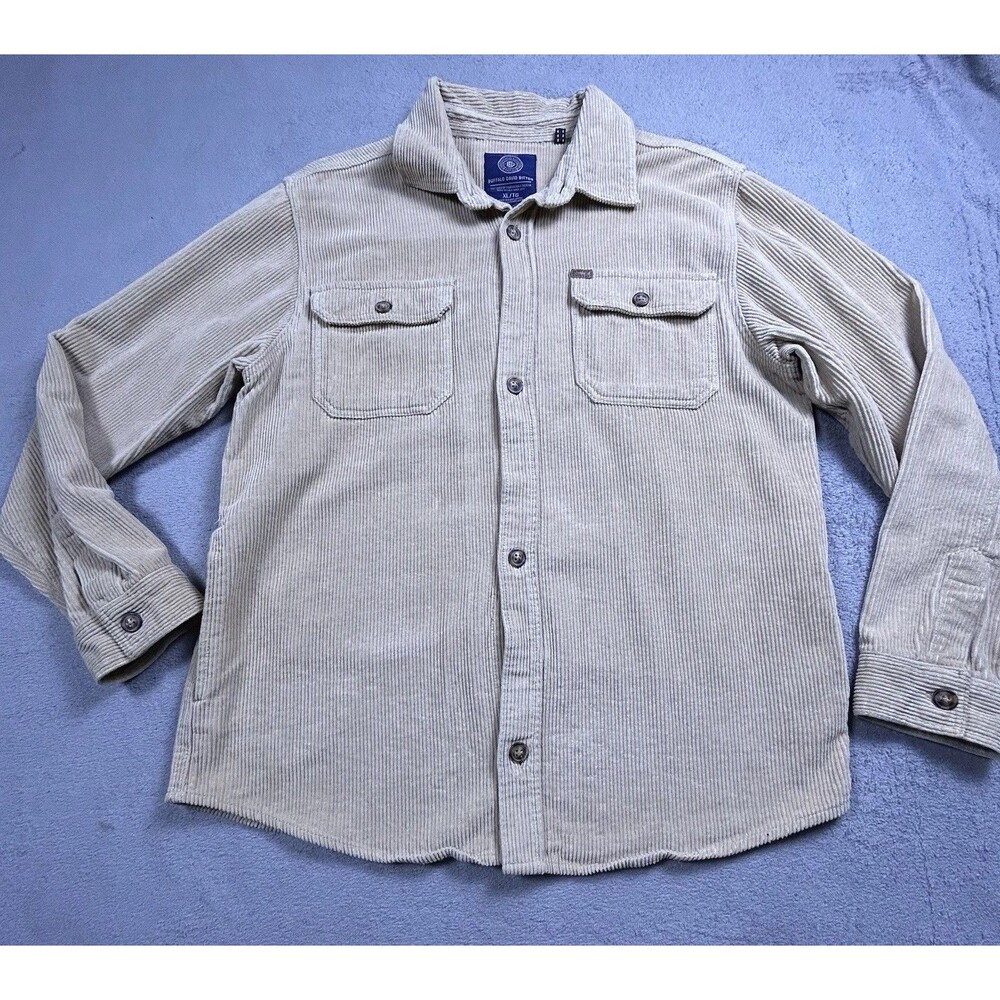 Buffalo David Bitton Corduroy Button-Up Shirt Men's XL Tan Long Sleeve Shacket